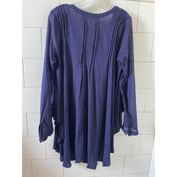 Free People Sisters of the Moon Deep Blue Purple Lightweight Cotton Top Size M - Picture 3 of 7
